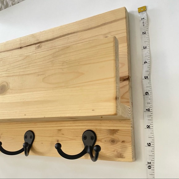 Montessori Natural Hardwood Entryway Shelf with Hooks - Picture 9 of 12